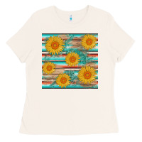 Bone sunflower wood serape  leather seamless Ladies Tee - AdoDesignShop