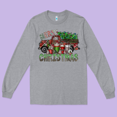 Merry Christmas Long Sleeve Tee Designed By Sublimationcraftshop