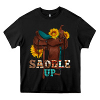 Black saddle up cowboy western sunflowers Heavy Core Tee - Artiststas