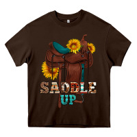 Chocolate Brown saddle up cowboy western sunflowers Heavy Core Tee - Artiststas