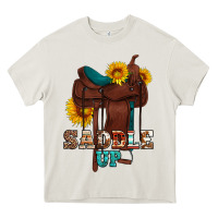 Cream saddle up cowboy western sunflowers Heavy Core Tee - Artiststas
