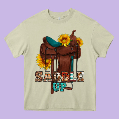Saddle Up Cowboy Western Sunflowers Heavy Core Tee Designed By Artiststas