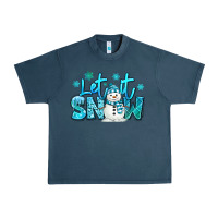 Midnight Navy let it snow winter snowman Urban Heavy Tee - MaliasSmallBusiness