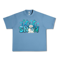 Pebble Blue let it snow winter snowman Urban Heavy Tee - MaliasSmallBusiness