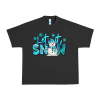 Pigment Black let it snow winter snowman Urban Heavy Tee - MaliasSmallBusiness