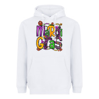White mardi gras Heavyweight Hoodie - OliviaCreatesArt