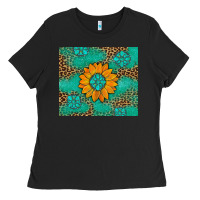 Black Sunflower Gemstone Leopard Ladies Tee - Artiststas