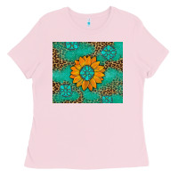 Bubblegum Pink Sunflower Gemstone Leopard Ladies Tee - Artiststas