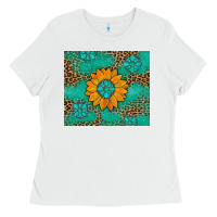 White Sunflower Gemstone Leopard Ladies Tee - Artiststas