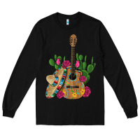 Black ,mexican sombrero guitar rose cactus Long Sleeve Tee - Artiststas