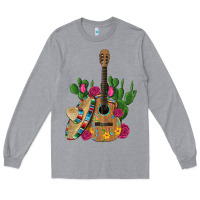 Heather Grey ,mexican sombrero guitar rose cactus Long Sleeve Tee - Artiststas