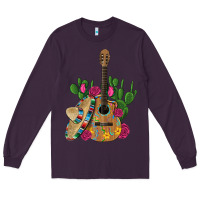 Plum ,mexican sombrero guitar rose cactus Long Sleeve Tee - Artiststas