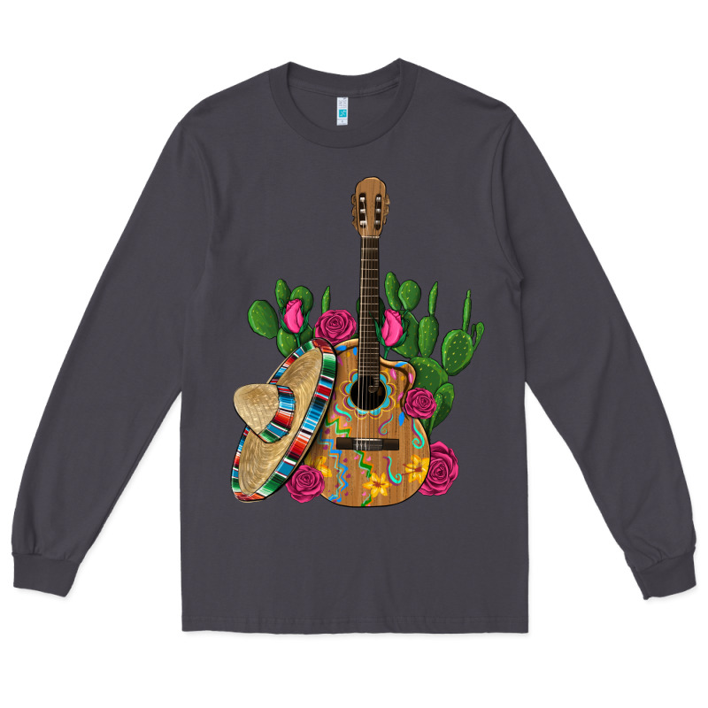 ,mexican Sombrero Guitar Rose Cactus Long Sleeve Tee by Artiststas | Teevron