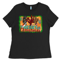 Black merry christmas cactus Ladies Tee - AdoDesignShop