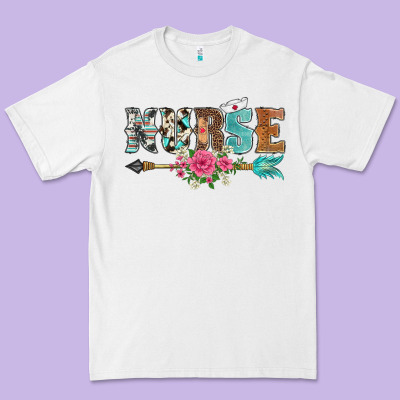 Western Nurse Arrow Floral Premium Tee Designed By Barkaloodesign