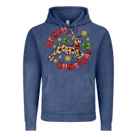 Vintage Denim merry christmas deer Vintage Hoodie - MaliasSmallBusiness