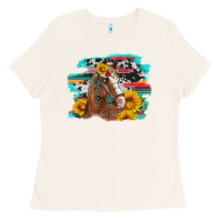 Bone horse with sunflowers Ladies Tee - Artiststas