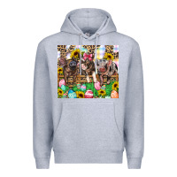 Heather Grey easter farm animals Happy Easter Day Premium Hoodie - CowGirlArtShop