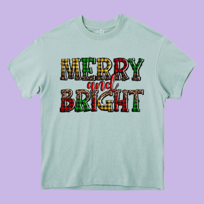 Merry And Bright Heavy Core Tee Designed By Adodesignshop