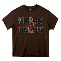 Chocolate Brown merry and bright Heavy Core Tee - AdoDesignShop