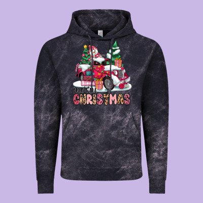 Pink Merry Christmas Vintage Hoodie Designed By Maliassmallbusiness
