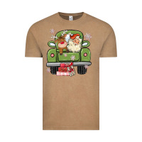 Vintage Coffee christmas santa and reindeer truck Vintage Tee - MaliasSmallBusiness