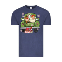 Vintage Denim christmas santa and reindeer truck Vintage Tee - MaliasSmallBusiness