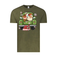 Vintage Olive christmas santa and reindeer truck Vintage Tee - MaliasSmallBusiness