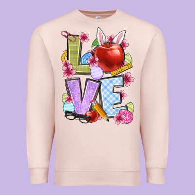Easter Love Teacher Premium Sweatshirt Designed By Oliviacreatesart