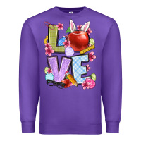 Purple Easter love Teacher Premium Sweatshirt - OliviaCreatesArt