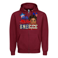 Burgundy little mister america black boy Zipper Hoodie - CowGirlArtShop