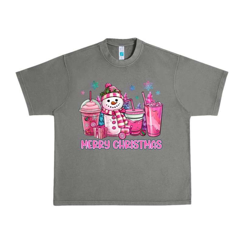 Merry Christmas Snowman Coffee Cups Urban Heavy Tee by MaliasSmallBusiness | Teevron