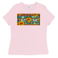 Bubblegum Pink aztec sunflower cowhide license plate Ladies Tee - Artiststas