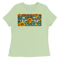 Matcha aztec sunflower cowhide license plate Ladies Tee - Artiststas