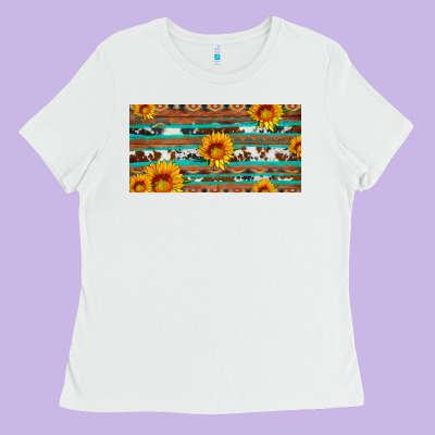 Aztec Sunflower Cowhide License Plate Ladies Tee Designed By Artiststas