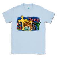 Dusty Blue True Story Holy Family Classic Tee - MaliasSmallBusiness