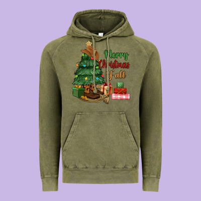 Merry Christmas Y'all Vintage Hoodie Designed By Maliassmallbusiness