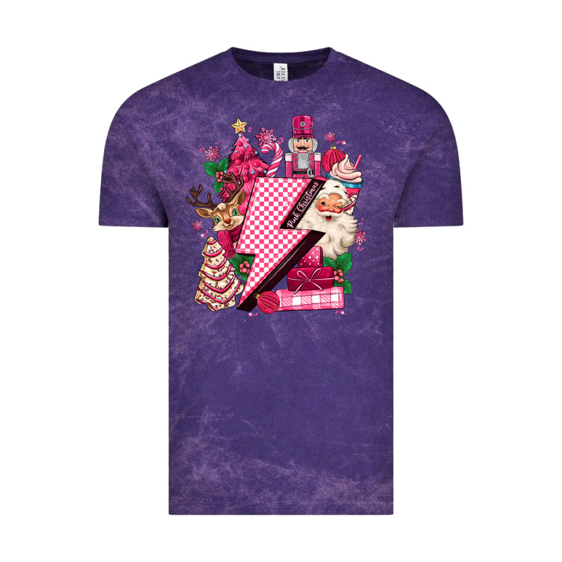 Pink Christmas Lightning Bolt Vintage Tee by MaliasSmallBusiness | Teevron