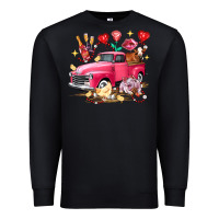 Black Valentine's Day Truck Farm Animals Premium Sweatshirt - FaDigitalArtStudio