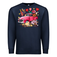 Navy Valentine's Day Truck Farm Animals Premium Sweatshirt - FaDigitalArtStudio