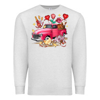 Oatmeal Heather Valentine's Day Truck Farm Animals Premium Sweatshirt - FaDigitalArtStudio