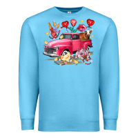 Ocean Blue Valentine's Day Truck Farm Animals Premium Sweatshirt - FaDigitalArtStudio