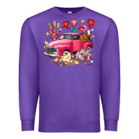 Purple Valentine's Day Truck Farm Animals Premium Sweatshirt - FaDigitalArtStudio