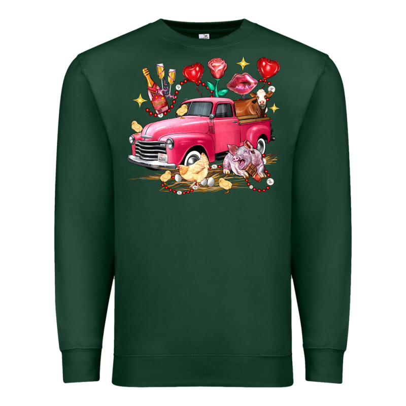 Valentine's Day Truck Farm Animals Premium Sweatshirt by FaDigitalArtStudio | Teevron