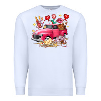White Valentine's Day Truck Farm Animals Premium Sweatshirt - FaDigitalArtStudio
