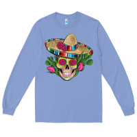 Colony Blue mexican skull sombrero roses cactus serape Long Sleeve Tee - Artiststas