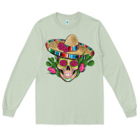 Matcha mexican skull sombrero roses cactus serape Long Sleeve Tee - Artiststas