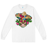 White mexican skull sombrero roses cactus serape Long Sleeve Tee - Artiststas