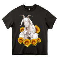 Goat Family With Sunflowers Heavy Core Tee | Teevron