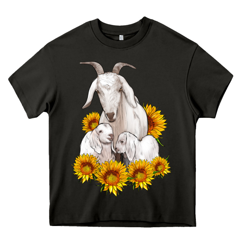 Goat Family With Sunflowers Heavy Core Tee by Artiststas | Teevron